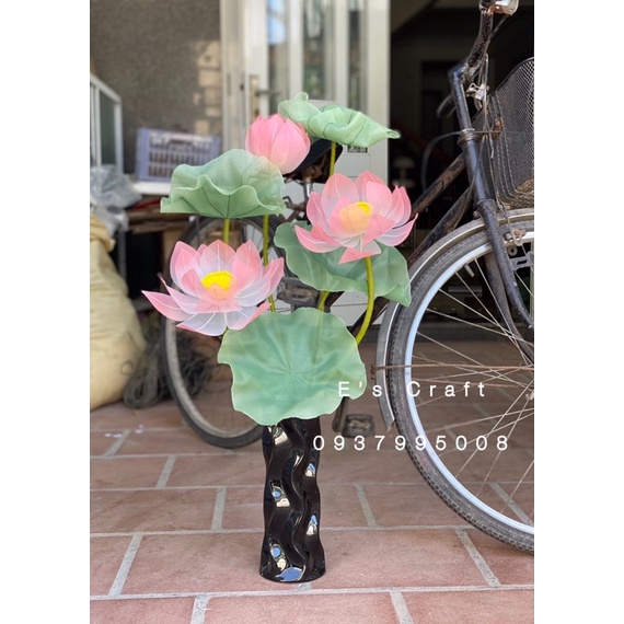 Set hoa sen vải cắm bình - E’s Craft