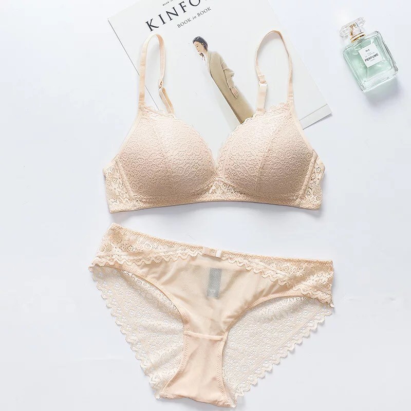 Bộ Đồ Lót (Quần + Áo) Lót Không Gọng phối ren Hàng Quảng Châu Xuất Nhật kèm Túi Zip | BigBuy360 - bigbuy360.vn