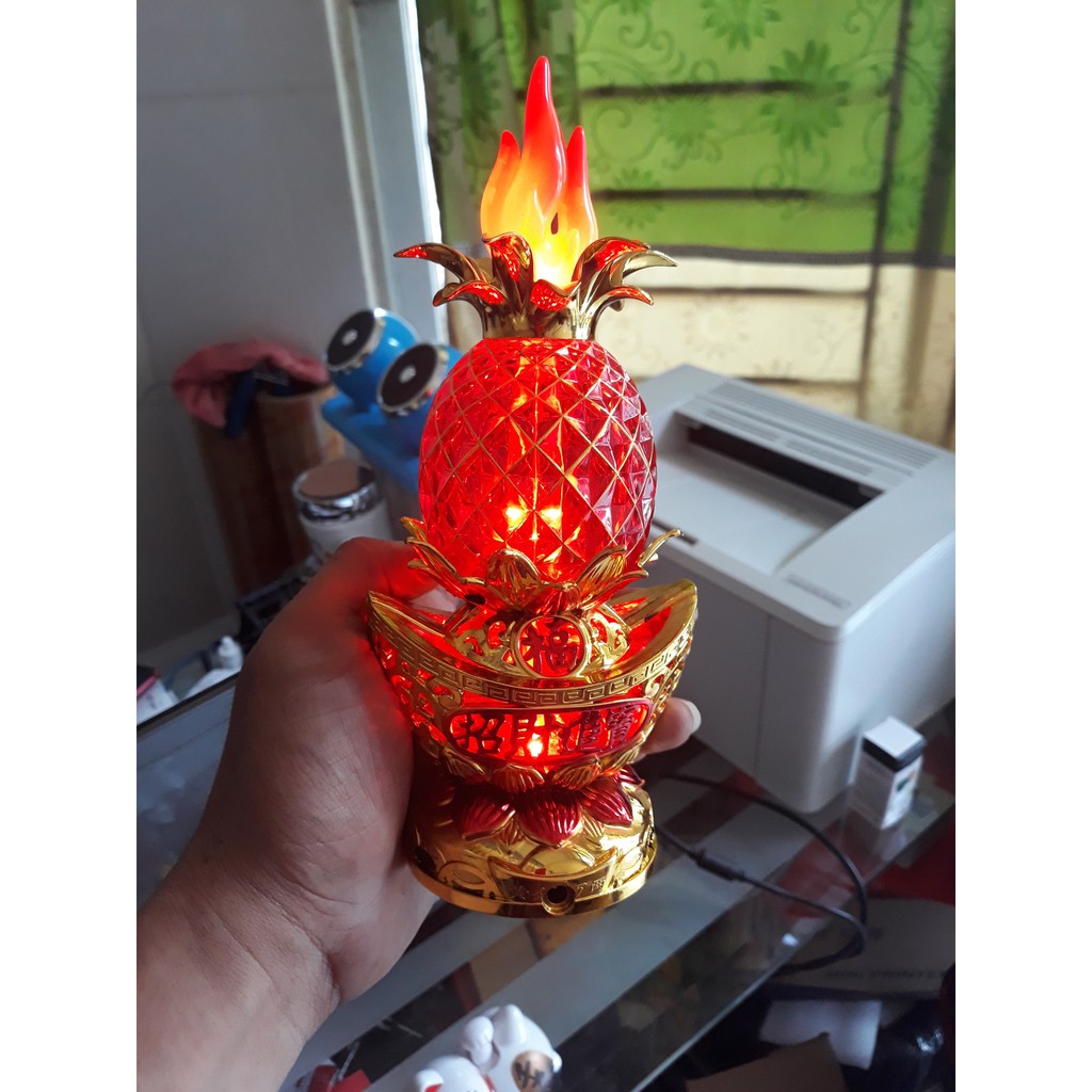 Cặp Đèn Led Trang Trí Hình Trái Thơm Xài Pin AAA - Cao 20cm