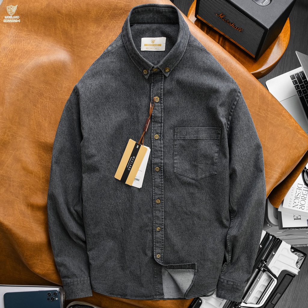 Áo sơmi Denim Musland Xám chất denim shop bán làm bao khách hàng mê mẫn ❤️ ❤️ SMML1i ❤️