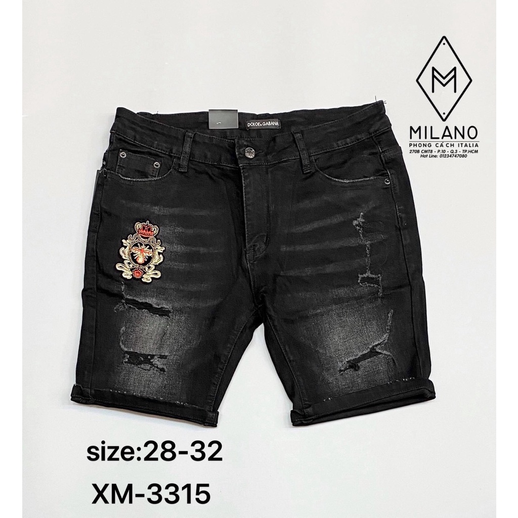 Quần short jean nam cao cấp short jean phối thêu cao cấp hàng chất lượng đẹp như hình