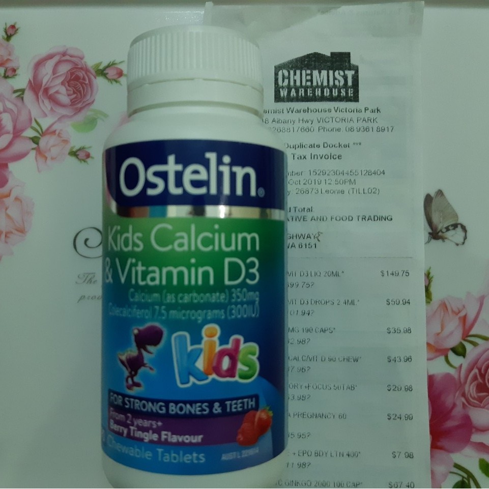 Vitamin D Và Calcium Ostelin Kids Cho Bé Từ 2-13 Tuổi Của Úc, 90 viên