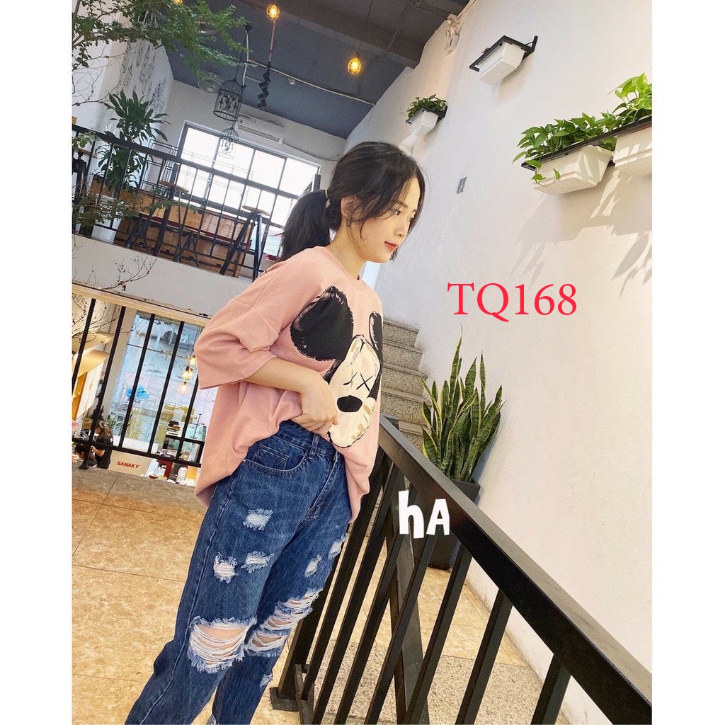Quần baggy jean nữ cao cấp , màu xanh rách, LB513JL JohnsonLi | BigBuy360 - bigbuy360.vn