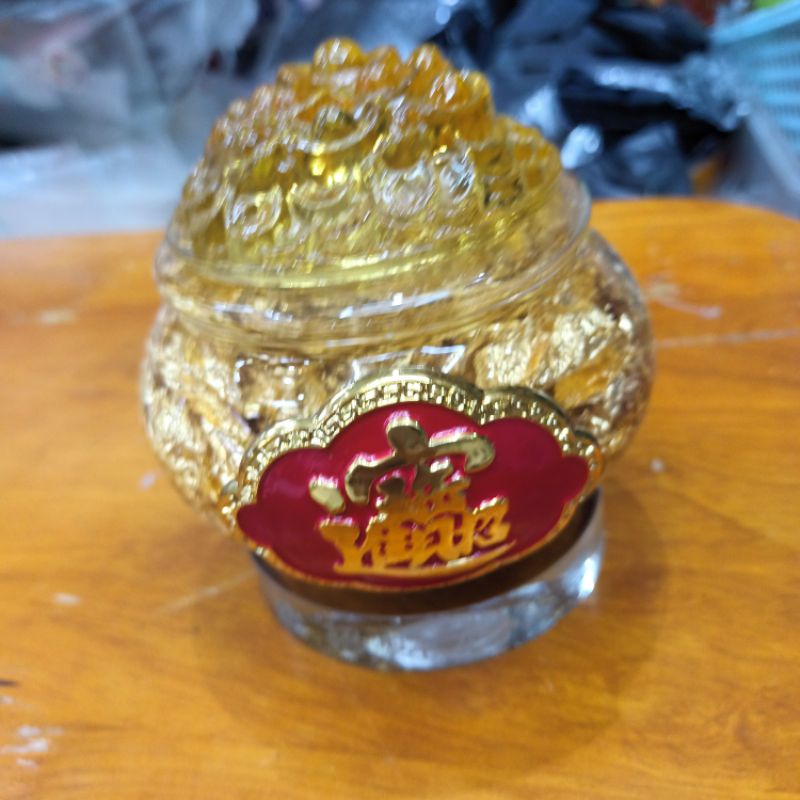 Túi lá vàng đặt bàn Thần tài sung túc cả năm, đặt làm làm việc, quầy thu ngân, két sắt thu hút tài lộc
