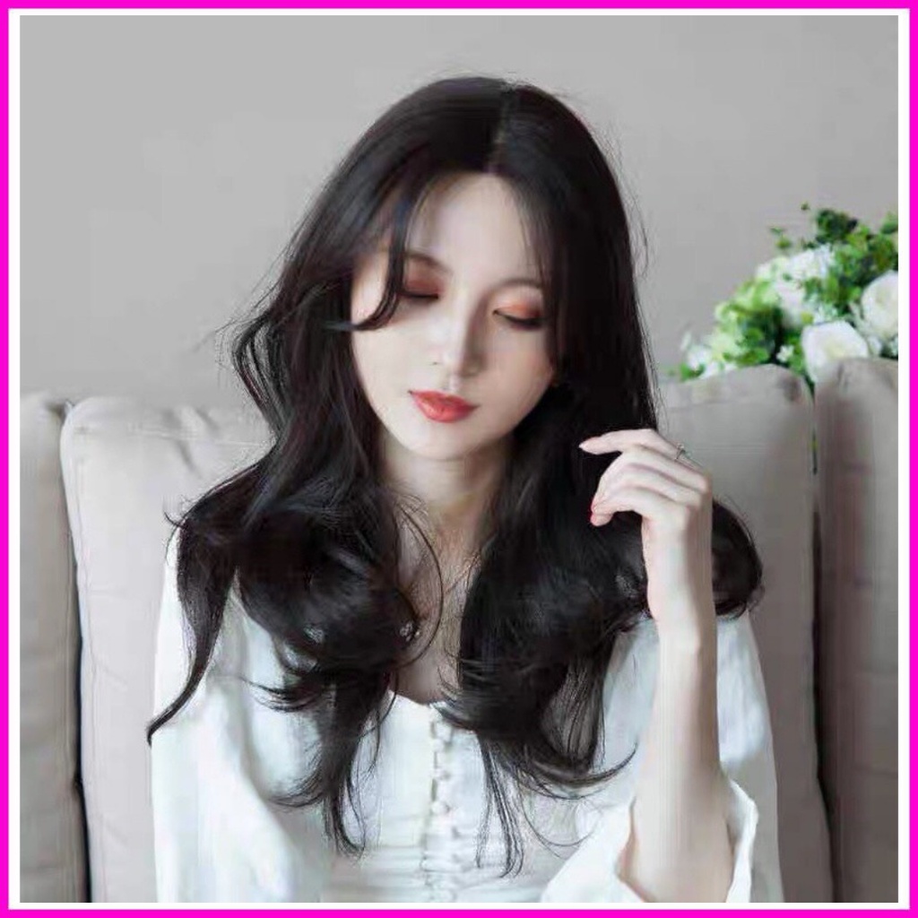 Tóc giả nguyên đầu, cả đầu xoăn sóng ngắn không mái chất sợi tơ cao cấp tặng lưới đội 9081