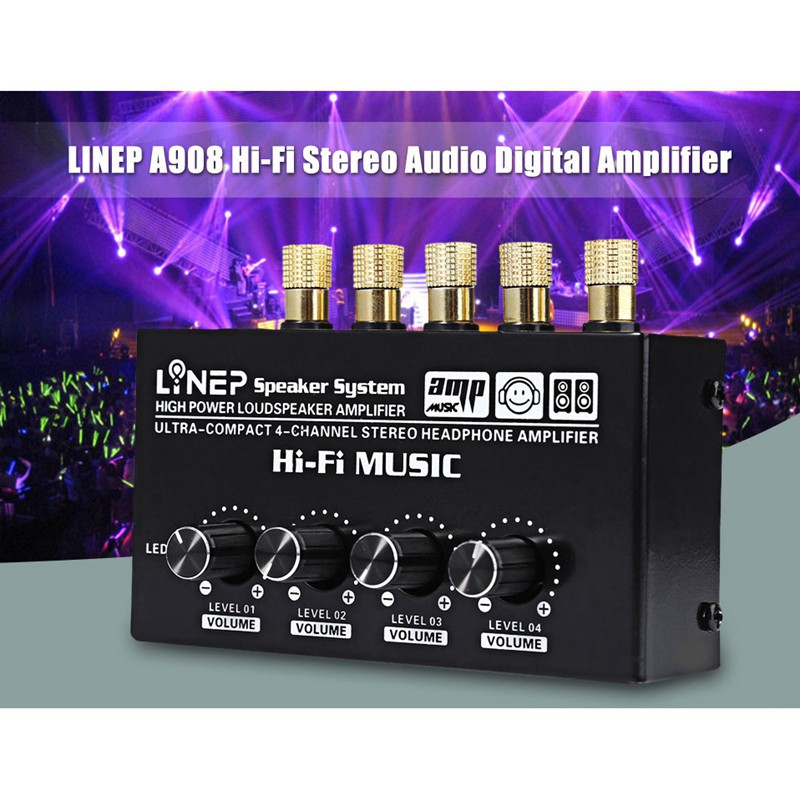 Lynepauaio 1 Input 4 Out Headphone Speaker Splitter With(Us Plug)