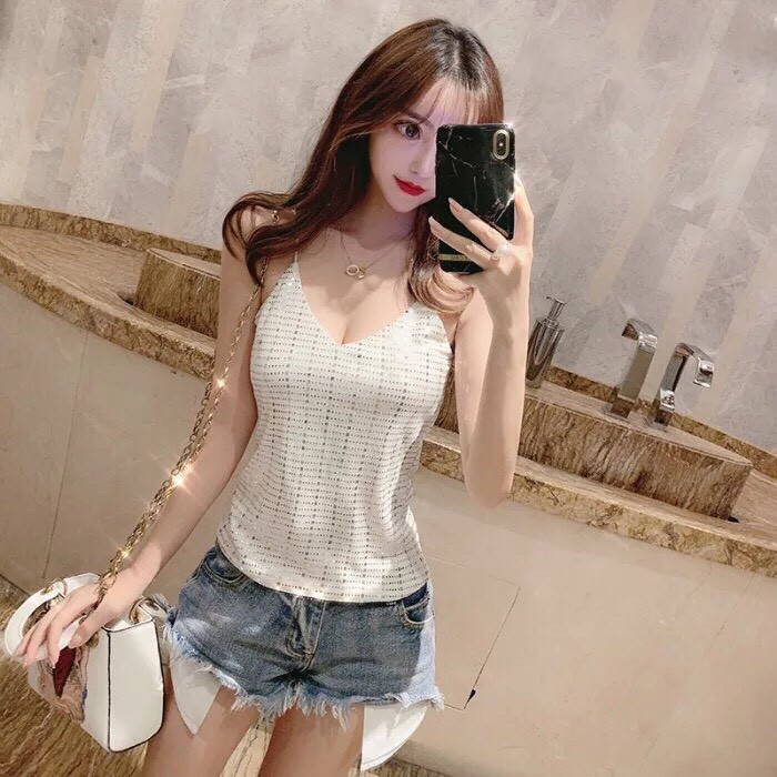 (HÌNH THẬT) ÁO 2 DÂY VẢI NHŨ HÀNG NHẬP QUẢNG CHÂU CAO CẤP ĐẸP XUẤT SẮC CỰC HOT