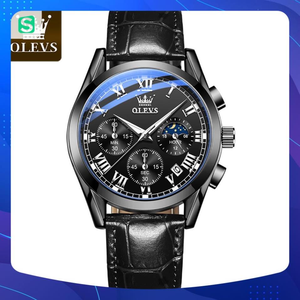 Đồng hồ đeo tay nam OLEVS 2871 cao cấp,chống vô nước,chống xước,có dạ quang,dây da,đẹp,giá rẻ,mặt tròn