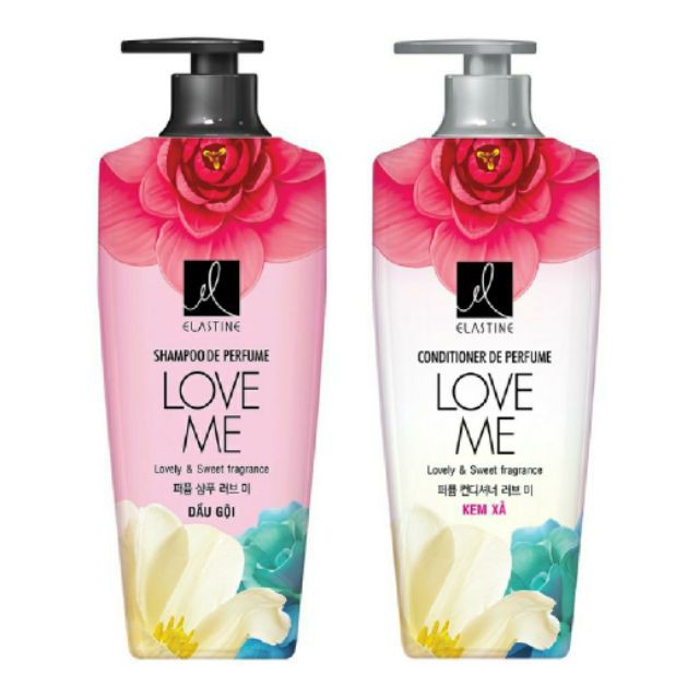 Combo Dầu gội xả nước hoa Elastine Love Me óng mượt chắc khoẻ 600ml