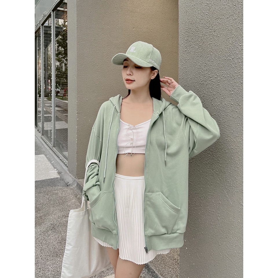 Áo khoác Hoodie form rộng chất liệu nỉ chân cua mịn đẹp Elleni