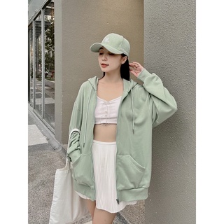 Áo khoác Hoodie form rộng chất liệu nỉ chân cua mịn đẹp Elleni