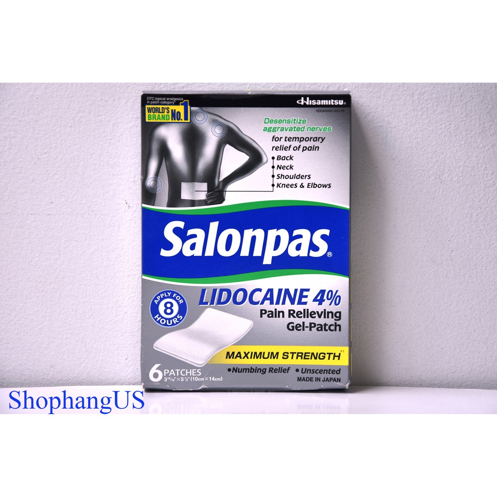 Miếng dán Salonpas® Lidocaine 4% Pain Relieving Gel-Patch 6 miếng