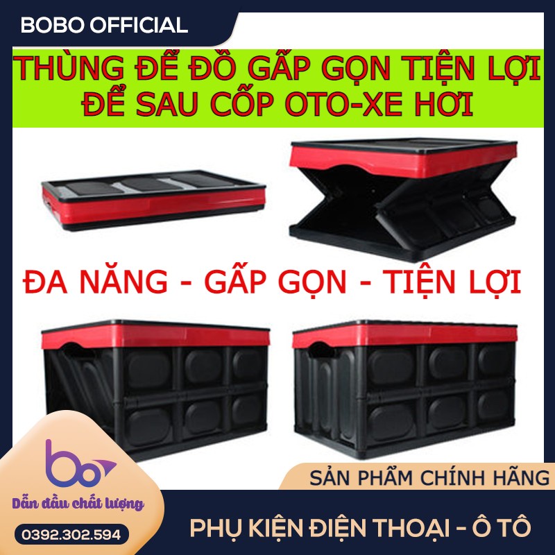 Thùng đựng đồ 55 lít để cốp ô tô , xe hơi gấp gọn - Hộp đựng kèm túi lót tiện lợi du lịch câu cá , cắm trại xa nhà.