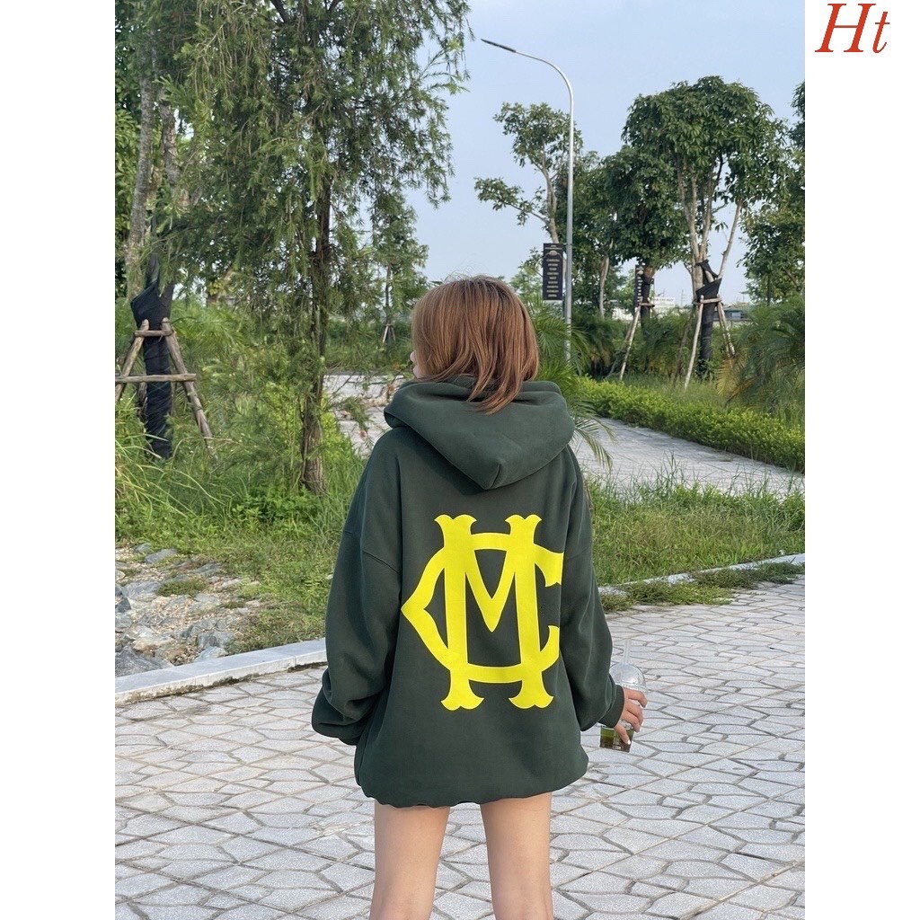 Áo nỉ hoodies from thụng in chữ M sau lưng phong cách
