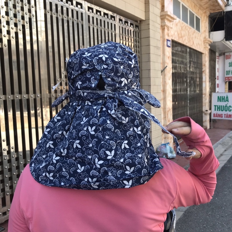 Mũ nón chống nắng 3n1 đa năng kèm khẩu trang , kiểu vành rộng màu thêu cao cấp, vải dày dặn, chống tia UV MN01