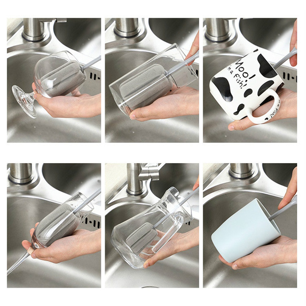 Bàn chải mút xốp PP cán dài vệ sinh ly thủy tinh / ly nước thân thiện với môi trường