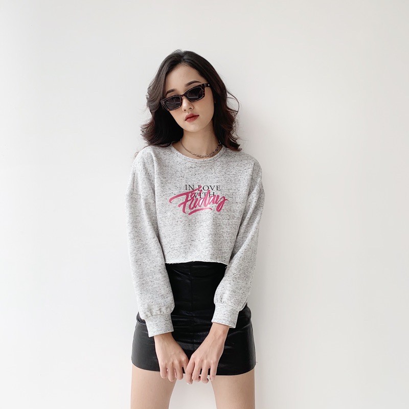 Áo nỉ croptop xám phẩy 3 hình | BigBuy360 - bigbuy360.vn