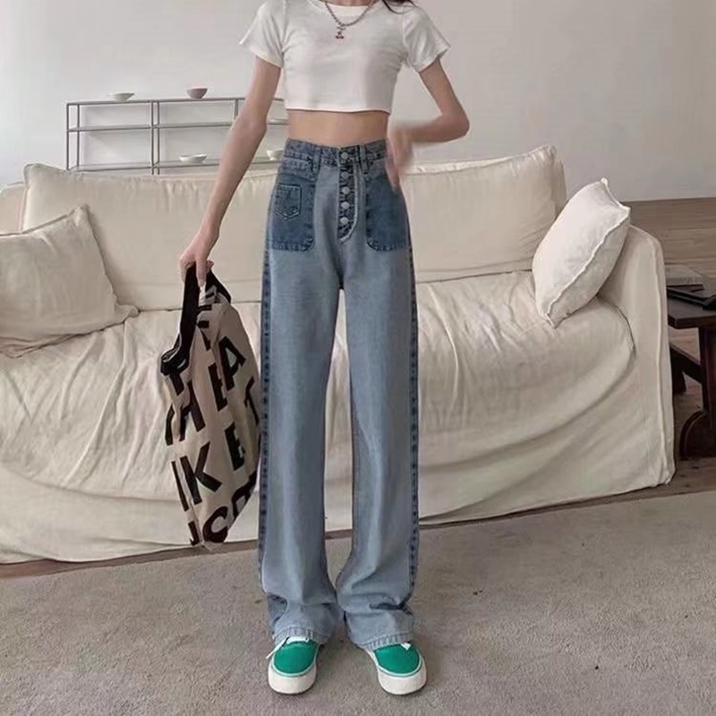 Quần jean dài IELGY lưng cao màu sắc sáng thời trang cho nữ