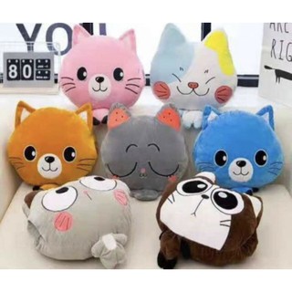 Bộ chăn gối văn phòng hình thú nhồi bông, chăn kèm gối hình thú tròn 3 trong 1