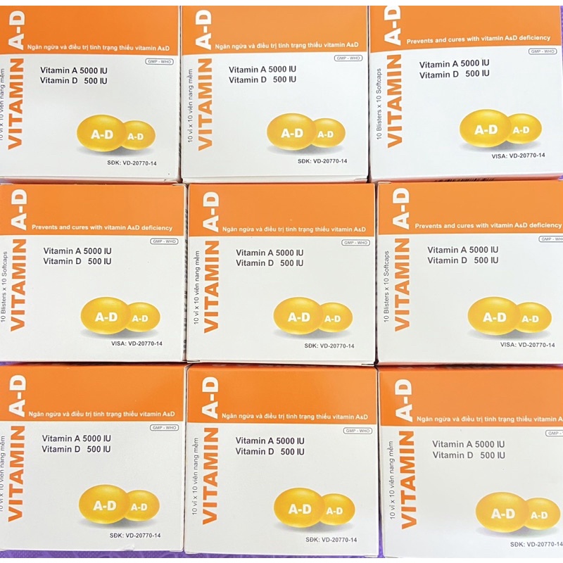 Viên uống Vitamin AD giảm khô mỏi mắt hộp 100v
