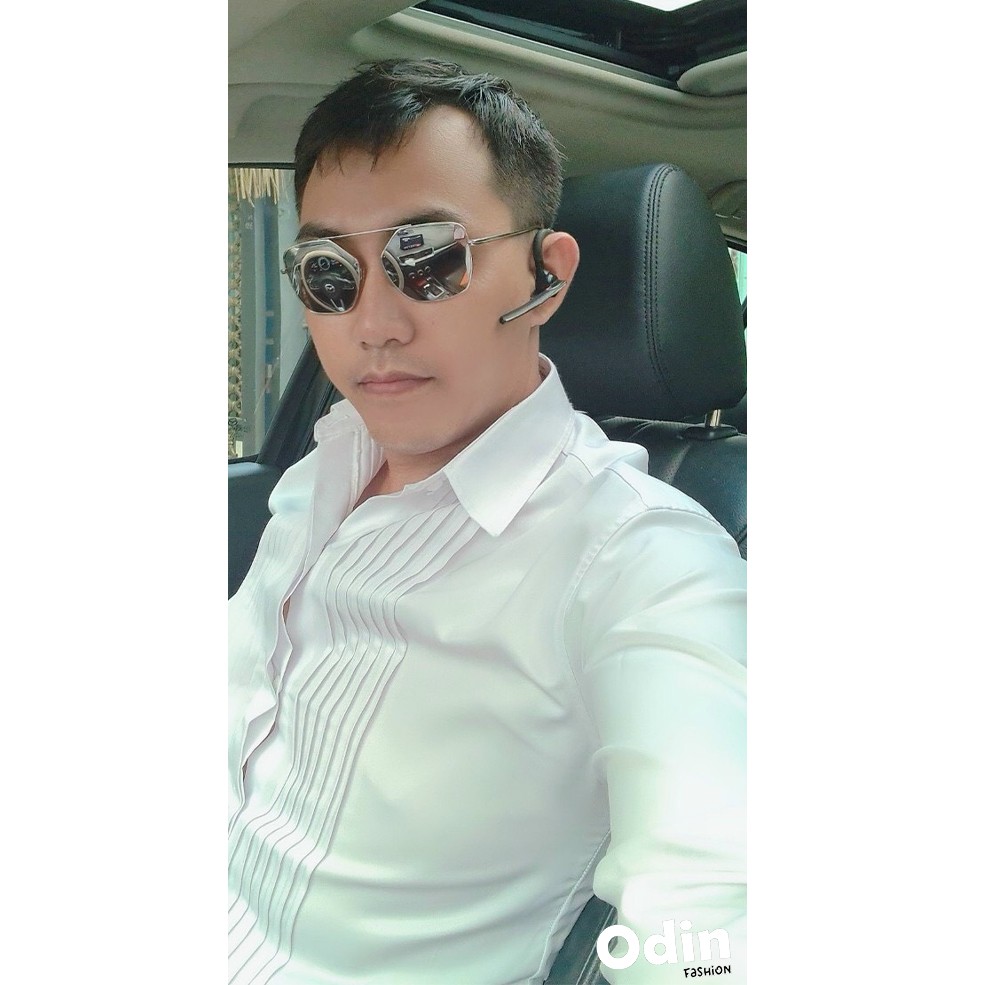 Áo sơ mi nam trắng xếp li Hàn Quốc dáng ôm - sơ mi nam dài tay trắng cổ bẻ - Chất mềm mịn, thoáng mát