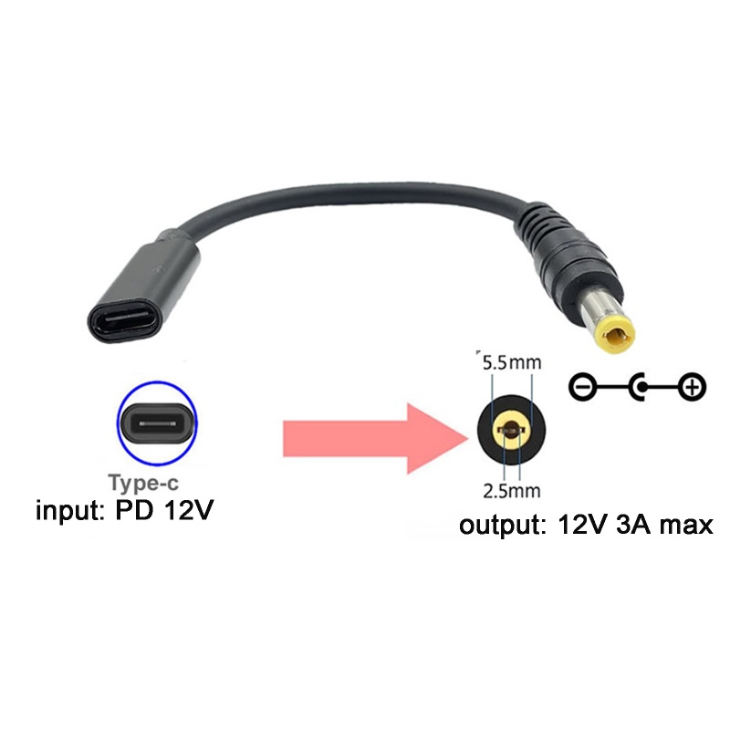 Đầu Nối Chuyển Đổi Nguồn USB C / Type-C PD Sang 12V 3.5 / 4.0 / 4.8 / 5.5 / 6.3 / 6.4mm