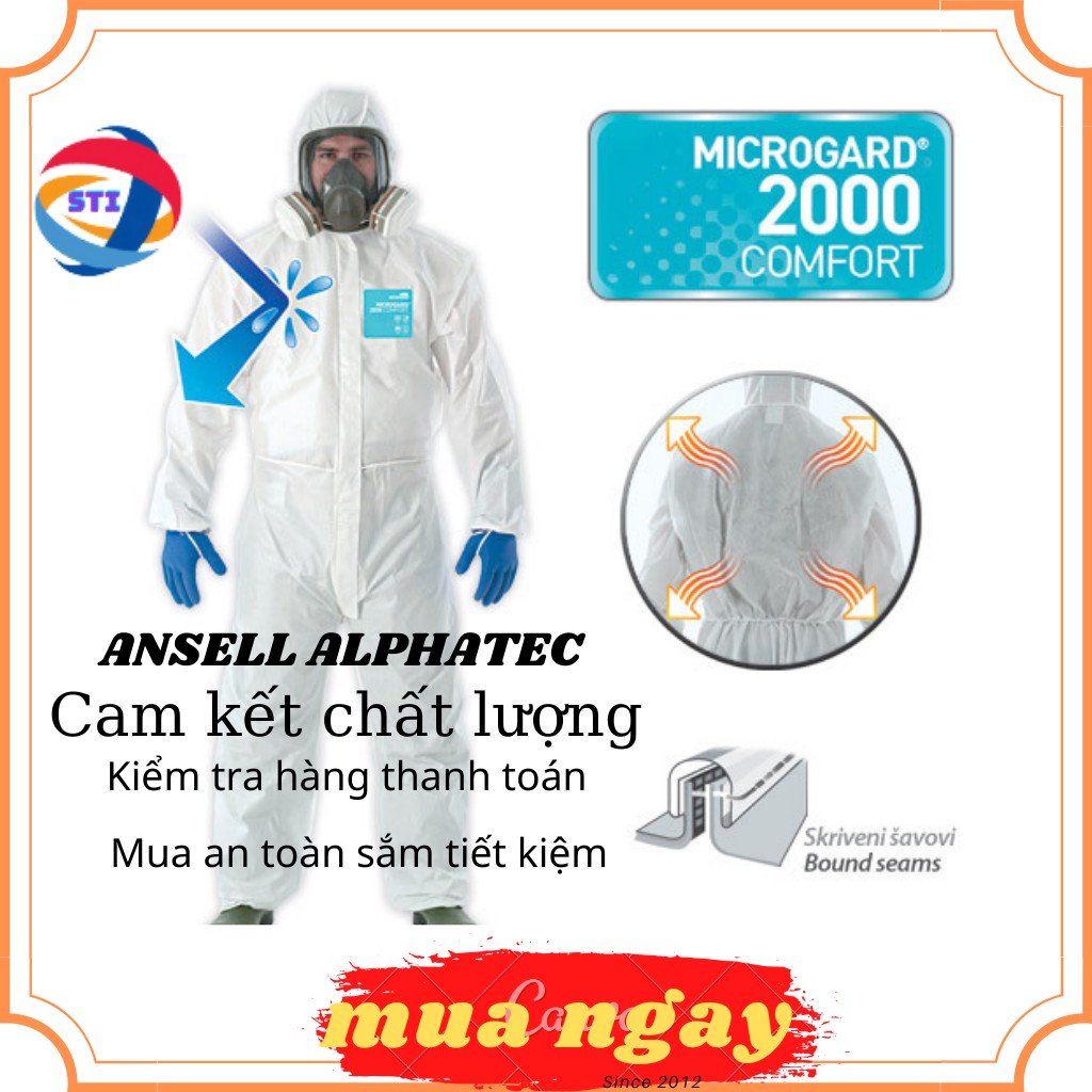 Quần Áo Chống Hóa Chất /Phòng Dịch-Phun Sơn-Phun Thuốc-Ansell Alphatec-Không mặt nạ