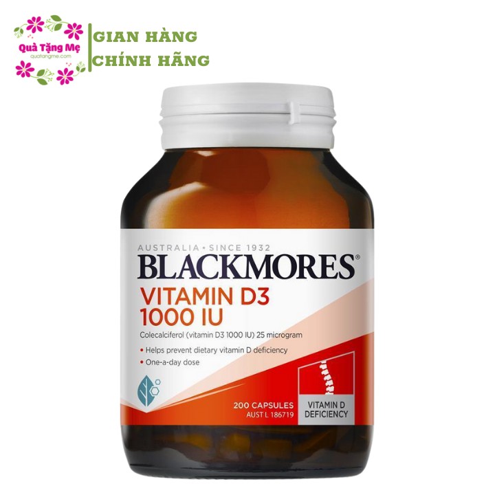 Viên uống bổ sung Vitamin D3 Blackmores 1000IU giúp hấp thụ canxi, xương chắc khỏe Healthy Care quatangme