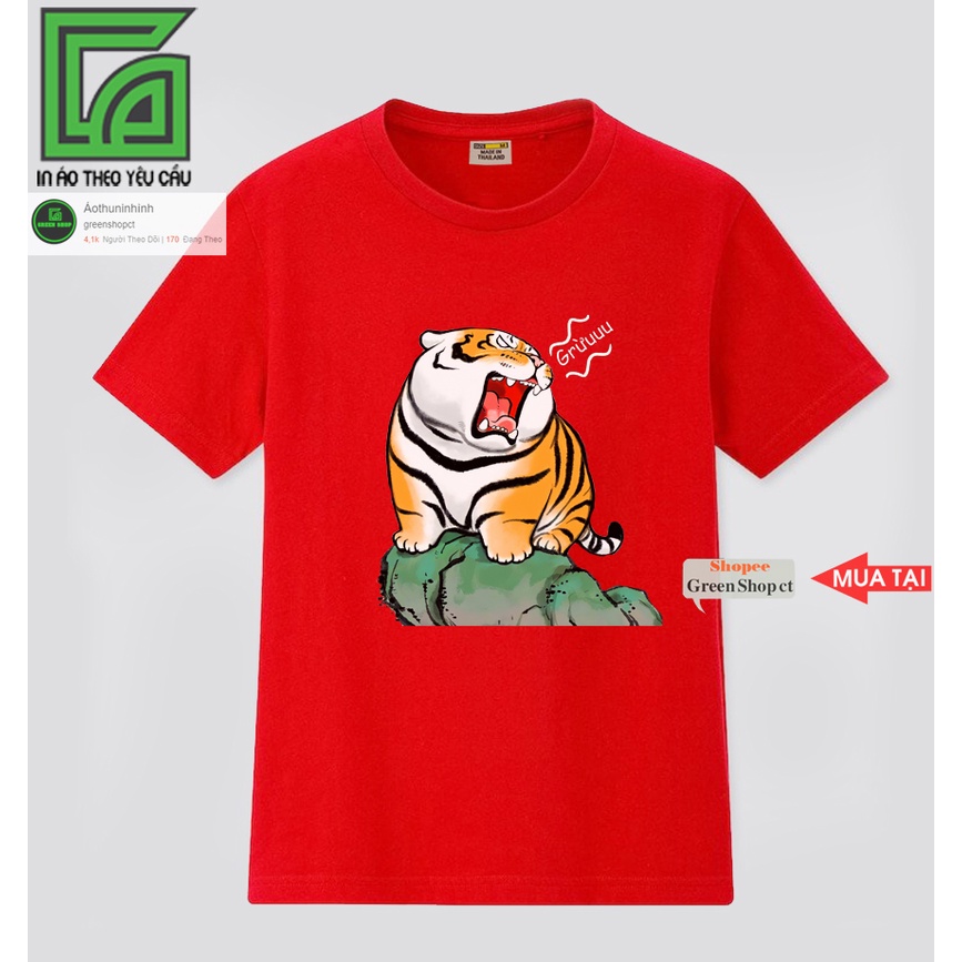Áo Thun In Hình Con Hổ Béo Con - Cọp Béo Tết 2022 Vải Thái S300 Greenshopct