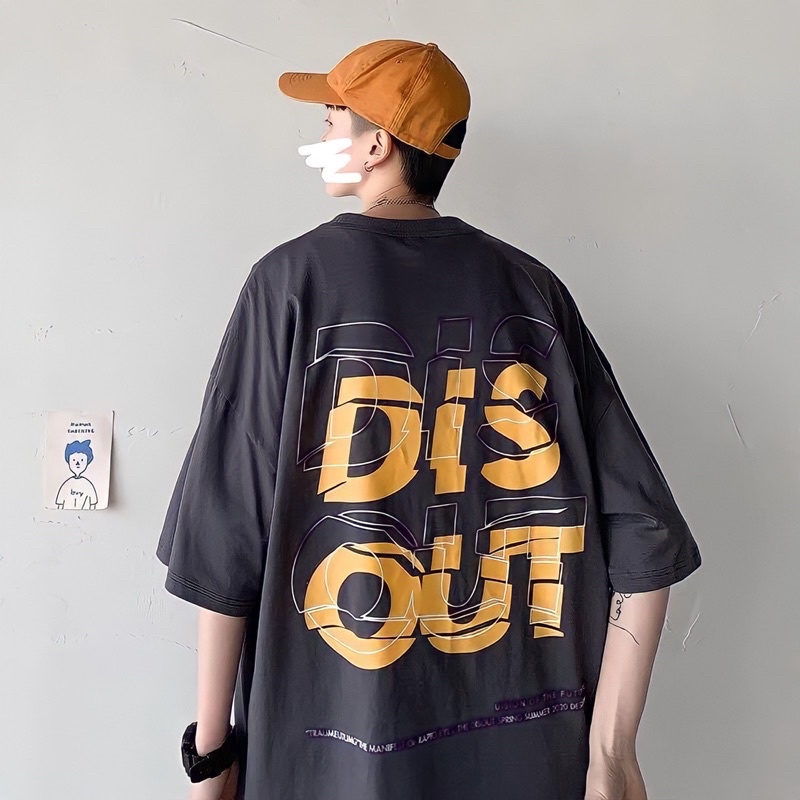 Áo Thun Tay Lỡ Unisex DISSOUT màu XÁM/TRẮNG 🧸 FREESHIP 🧸 Form Nam Nữ Unisex - Kiểu áo phông cổ tròn form rộng ❤️