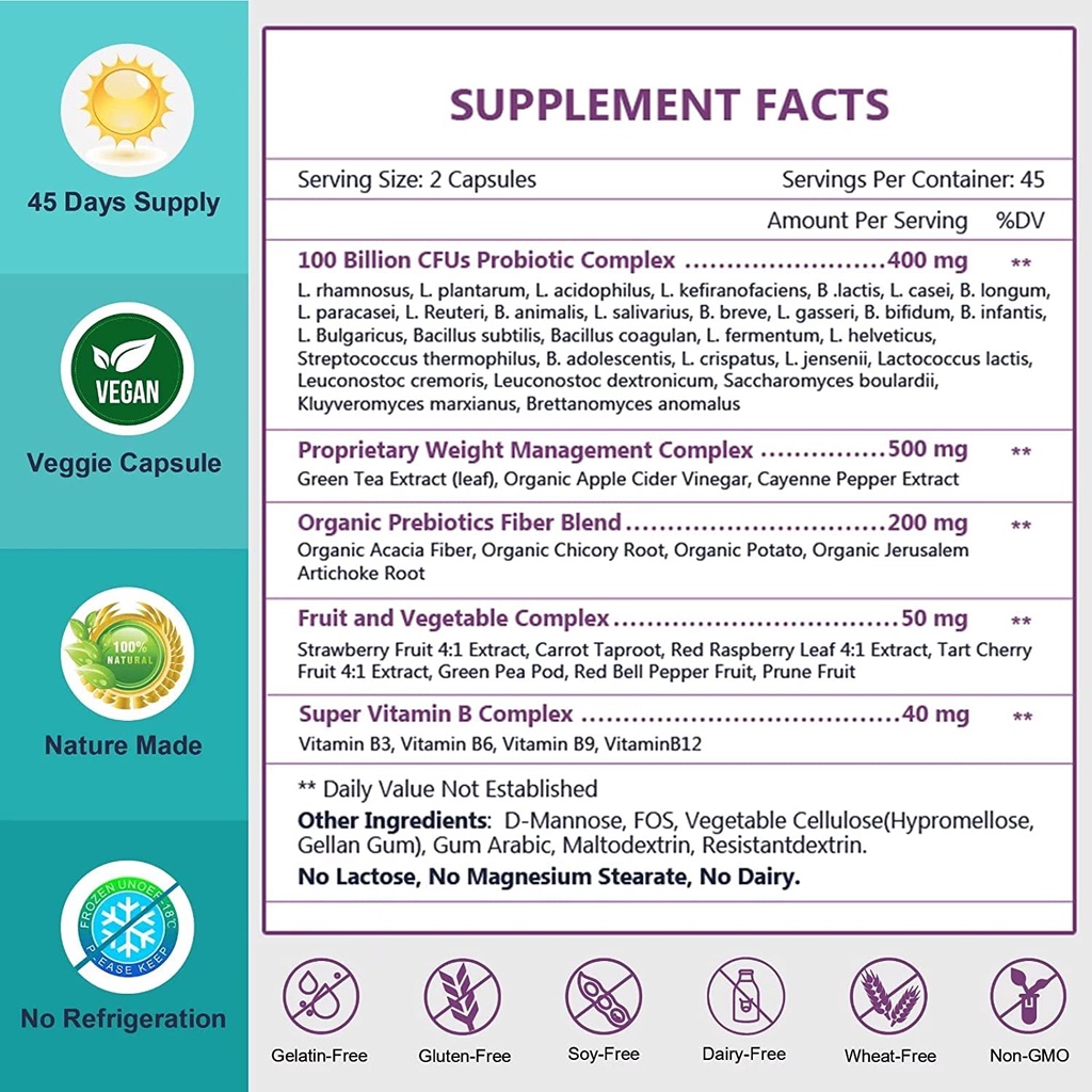 Lợi Khuẩn Phụ Nữ 5 trong 1 - 90 Viên - Hỗ Trợ Tiêu Hóa - Probiotic + Prebiotic - Probiotics + Prebiotics - Zebora