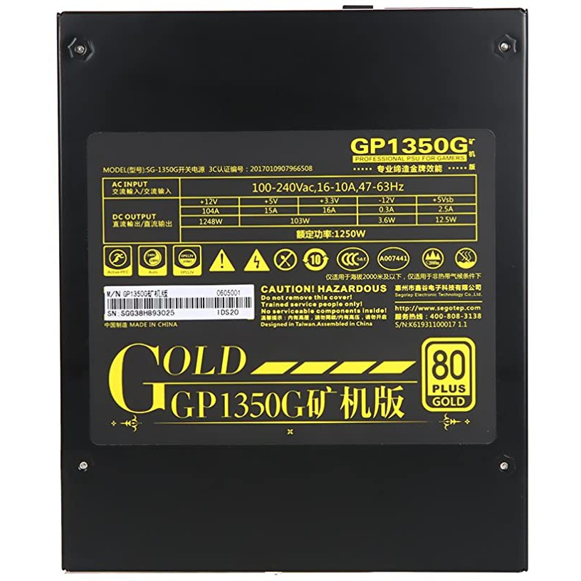 Nguồn máy tính, nguồn PC, nguồn trâu Segotep 1350w 80 plus gold full 8pin 6 pin