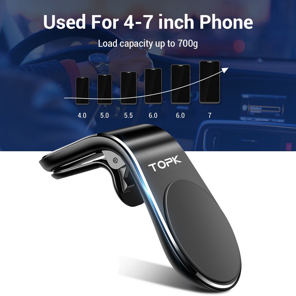 Giá nam châm gắn điện thoại trên ô tô TOPK D11 thiết bị định vị GPS dùng cho iPhone Samsung Xiaomi Huawei - INTL
