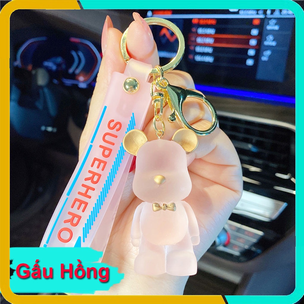 Móc Khóa Hàn Quốc Dễ Thương,Gấu Thắt Nơ Nhựa Pha Lê Trong Suốt, Móc Treo Trên Balo, Túi Xách KB04