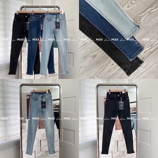 Quần jean nữ Skinny Xẻ Gấu lưng cao chất dày dặn co giãn phom 93cm