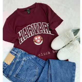 Áo thun nữ cổ tròn F21 in chữ Harvard