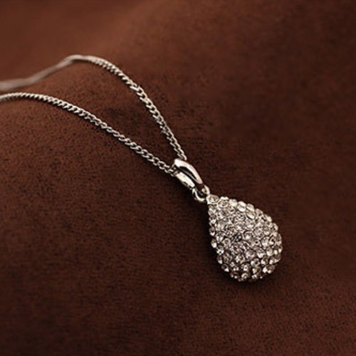 Vòng Cổ Nữ Trang Cô Dâu Mặt Giọt Nước Mắt Giả Kim Cương Sáng Bóng Thanh Lịch Nữ