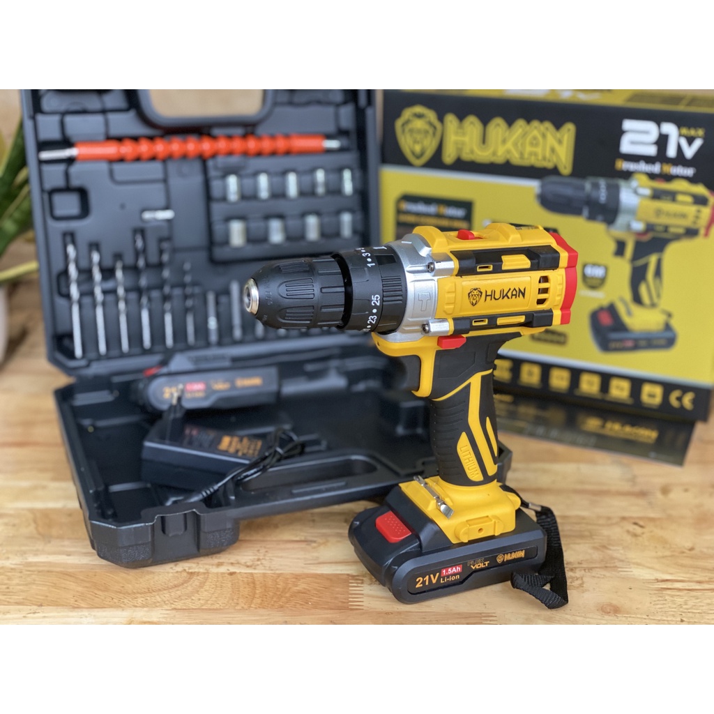 MÁY KHOAN PIN 3 CHẾ ĐỘ KHOAN ĐẦU 10 LY HUKAN HK-F8 KÈM VALI PHỤ KIỆN