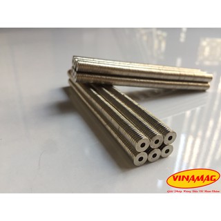 Nam châm đất hiếm 6x2mm có lỗ, nam châm câu cá nhựa