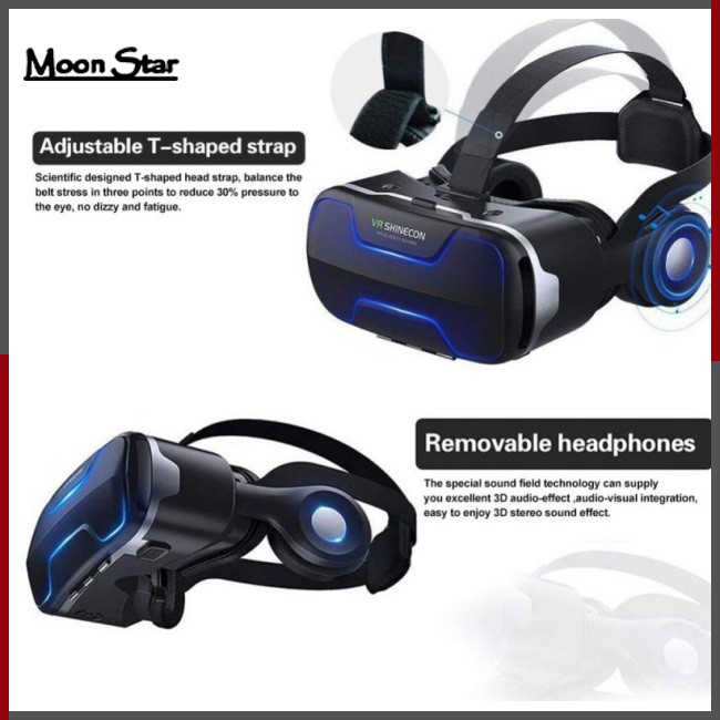 MoonStar VR Shinecon G02ED 3D VR Glasses Helmet Glass Virtual Reality Headset Panoramic for 4.7-6.0 inch Phone Smartphone