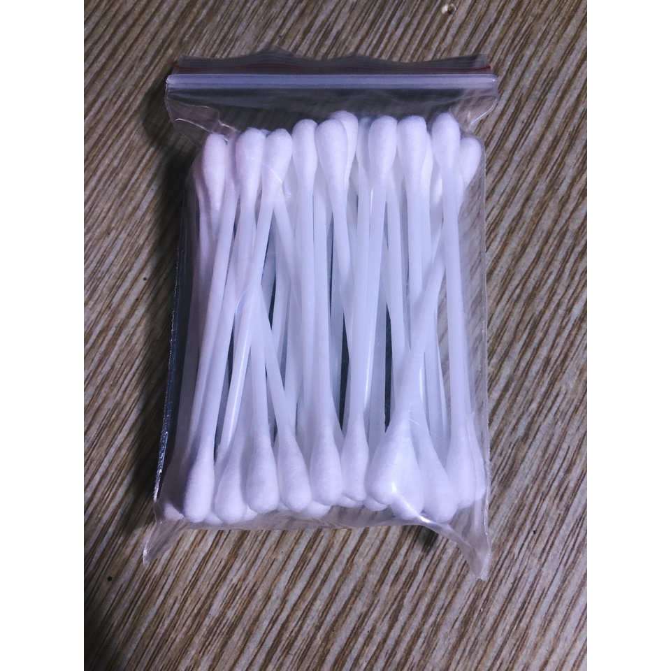 tăm bông đầu lớn gói nhỏ cây nhựa cứng cáp như hình giá rẻ (1 bịch / gói )