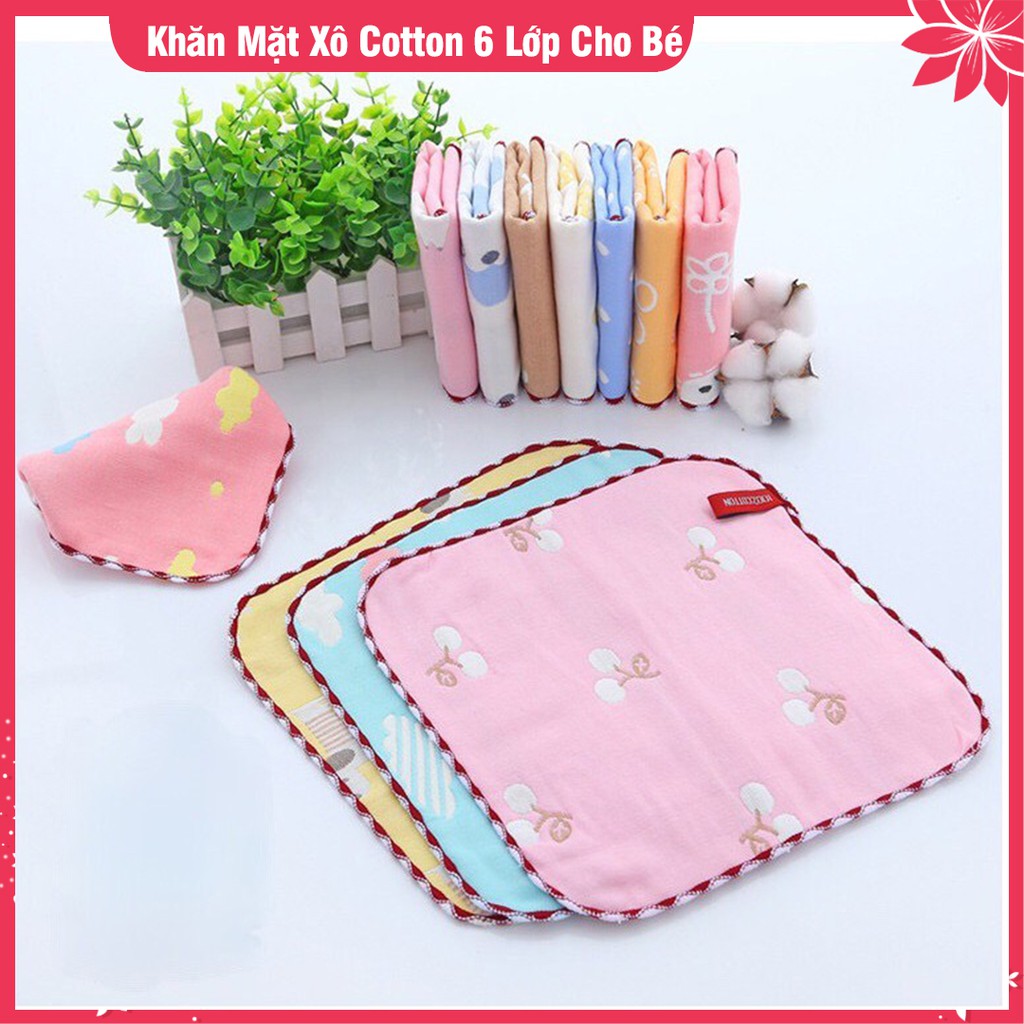 Khăn Lau Mặt Cho Bé Chất Xô Cotton 6 Lớp