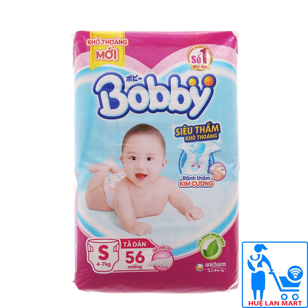 [CHÍNH HÃNG] Bỉm - Tã Dán Bobby Size S56 (Cho bé 4-7kg)