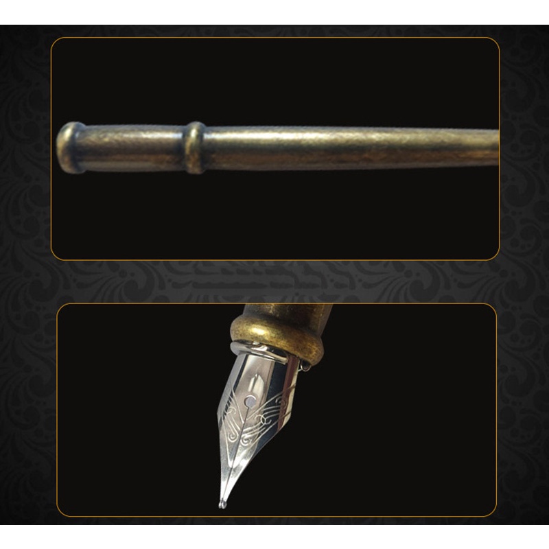 Bộ Bút Máy Kim Loại Mực Nước 5 Ngòi Hình Lông Vũ Phong Cách Vintage Thích Hợp Làm Quà Tặng Sinh Nhật