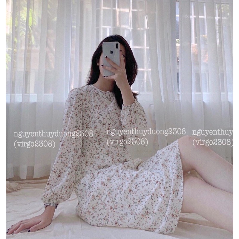 [Ảnh thật/Video]Váy hoa nhí cổ tròn dài tay vintage/Đầm hoa cỏ | BigBuy360 - bigbuy360.vn