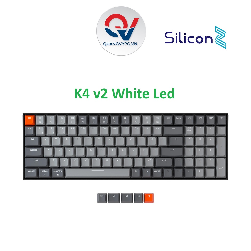 Bàn phím cơ Keychron K4 v2 ( Bluetooth 5.1| White Led| Gateron Switch ) CHÍNH HÃNG