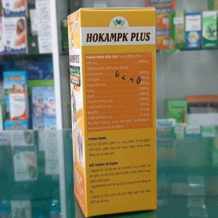 HOKAMPK PLUS – Hỗ trợ giảm ho, bổ phế, long đờm, khản tiếng, đau rát họng (125ml)