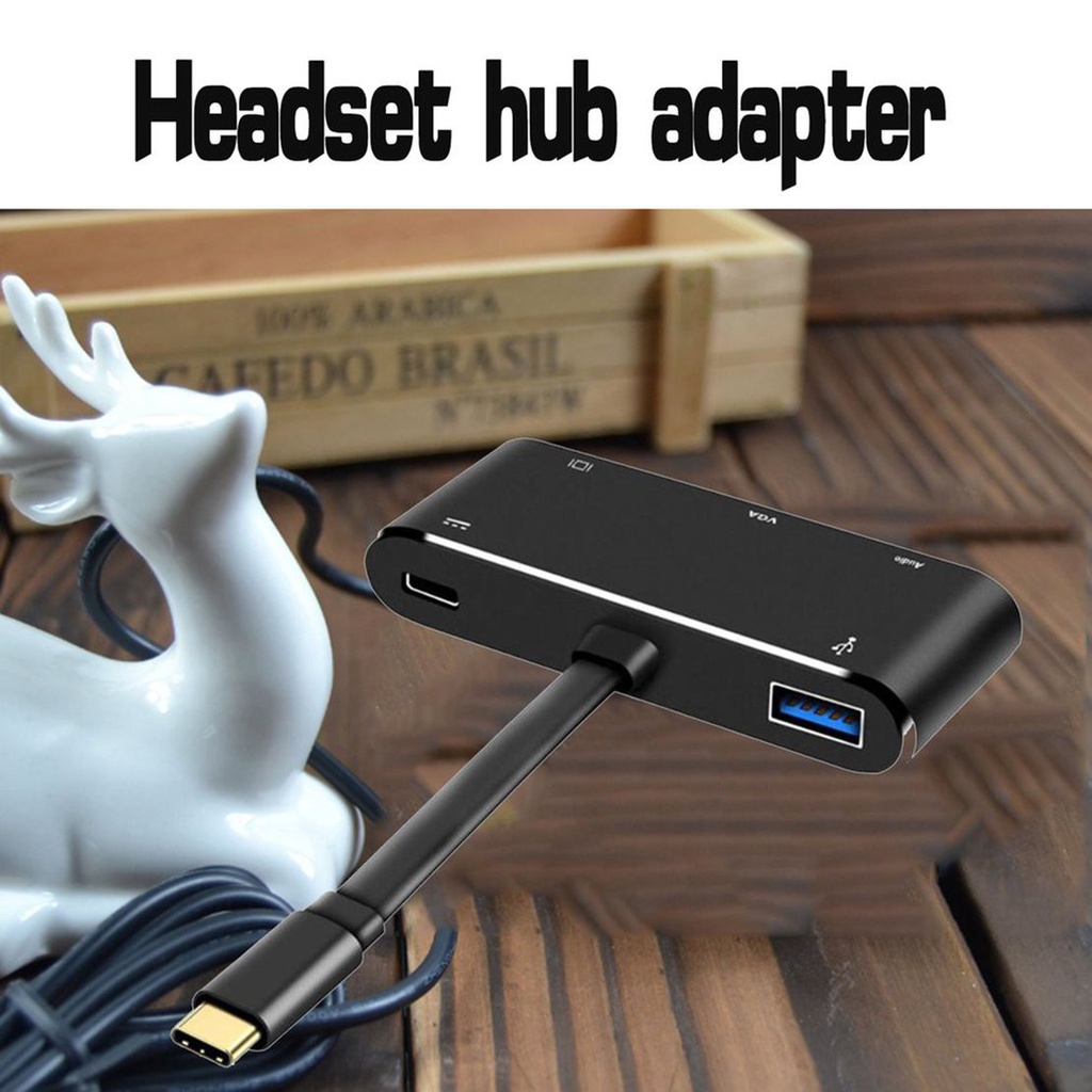 [New promo]5 In 1 USB Type C To HDMI-compatible VGA USB Headphone Hub Multiport Adapter