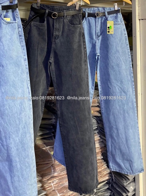 Quần e jean ống rộng dài có nhiều màu baggy jean trắng, xám, xanh denim đậm nhạt | BigBuy360 - bigbuy360.vn