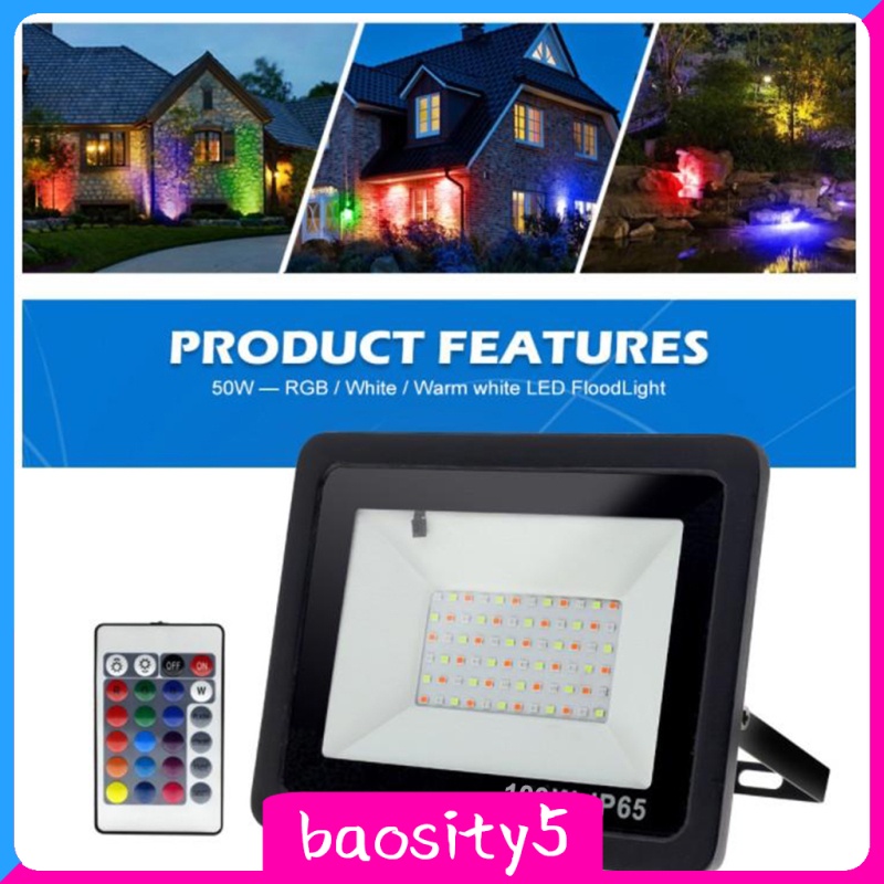 [baosity5]Waterproof RGB LED Flood Light Color Changing Flood Light Garden Patio Lamp 50W